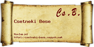 Csetneki Bese névjegykártya